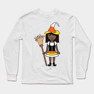 Candy Corn Witch Halloween Trick or Treat Sticker 3 Long Sleeve T-Shirt